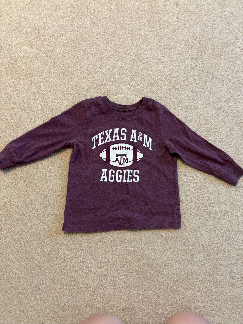 Texas A&M Aggies Maroon Kids Long Sleeve Shirt Size 18-24 Months